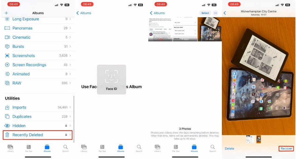 隆广镇苹果14维修分享 iPhone14 上恢复已删除的照片 