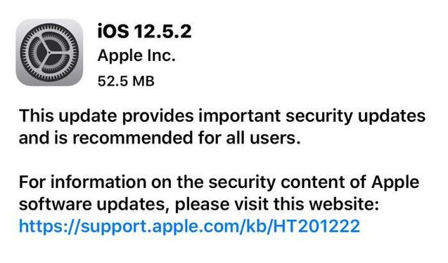 隆广镇苹果手机维修分享iOS12.5.2发布，建议所有老苹果用户安装 